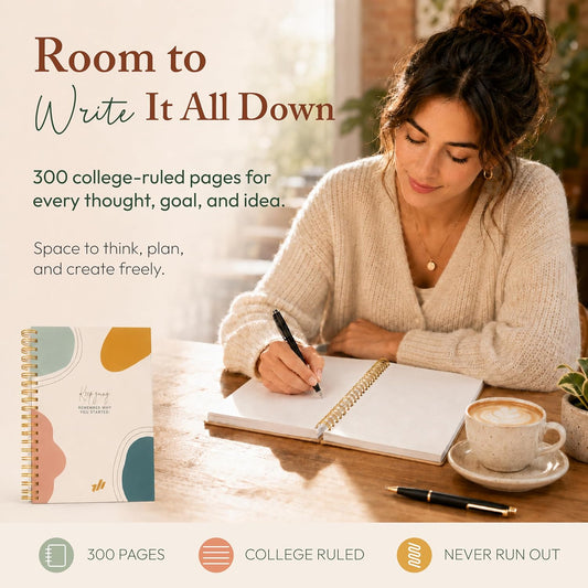 300-Page Hard Cover Notebook with Affirmations - B5 Spiral Bound