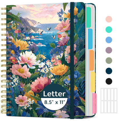 Taja Spiral Notebooks for Work 5 Subject Notebook with Removable Dividers