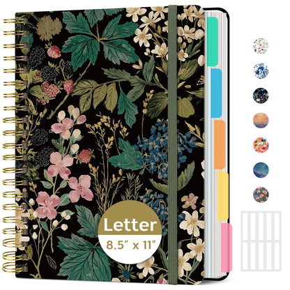 Taja Cute Large Spiral Lined Notebook for Work with 5 Removable Dividers