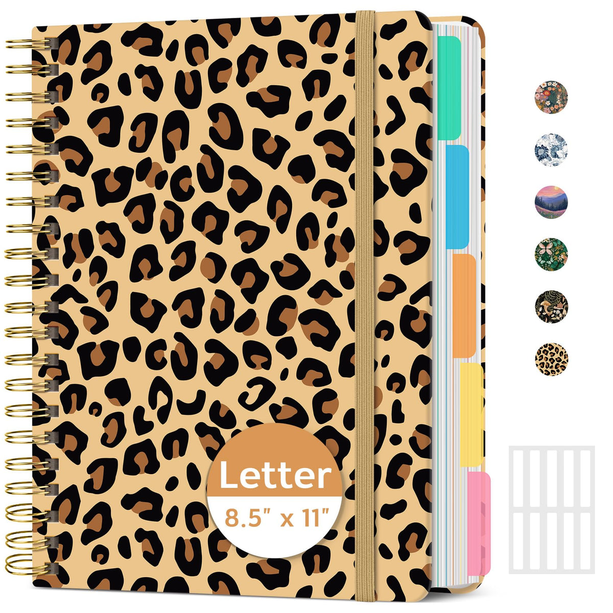 Taja Cute Large Spiral Lined Notebook for Work with 5 Removable Dividers