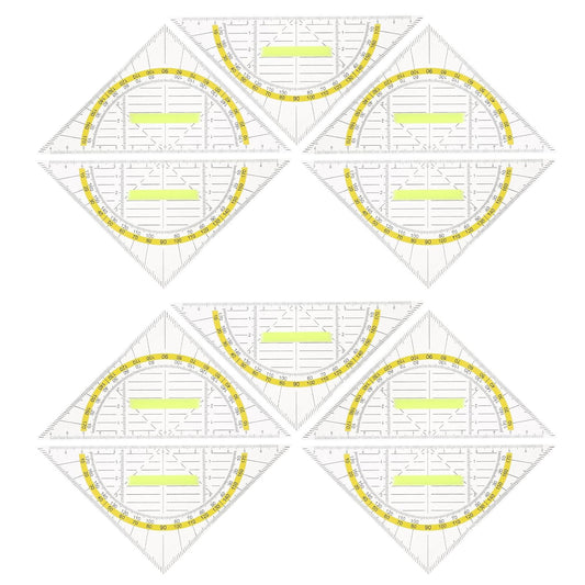 10pcs Triangle Ruler with Handle, Plastic Angle Measuring Tool