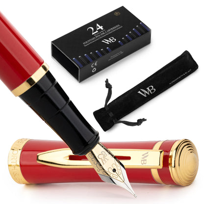 Wordsworth & Black Fountain Pen Set for Writing, Extra Fine Nib, Silver