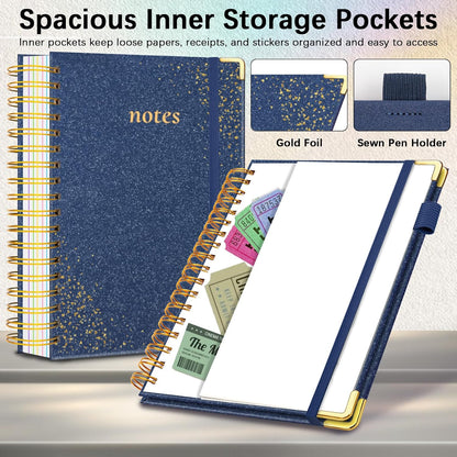 Hardcover Spiral Notebook with Tabs & Dividers, 8"x10" 5 Subject