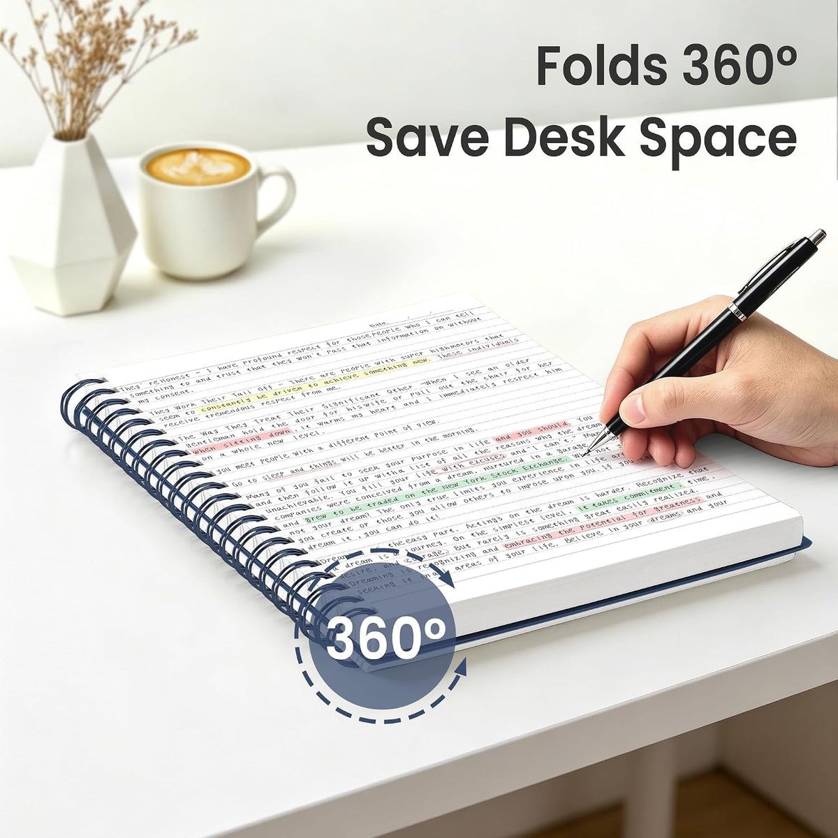 EMSHOI Lined Spiral Journal Notebook, 300 Pages, A5 Size (5.7'' x 8.2'')