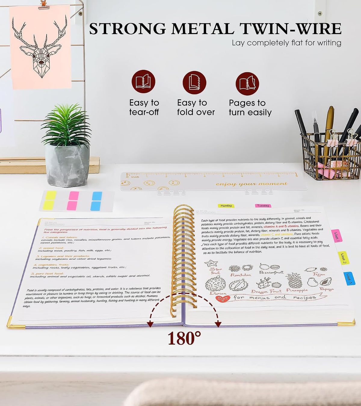 Spiral Notebook Journal 8.5” x 11”, 300 Pages Hardcover Leather Lined Journals for Women Men, A4 Large College Ruled Notebooks with 100 GSM Thick Paper, Spiral Journal for Writing Work School, Purple