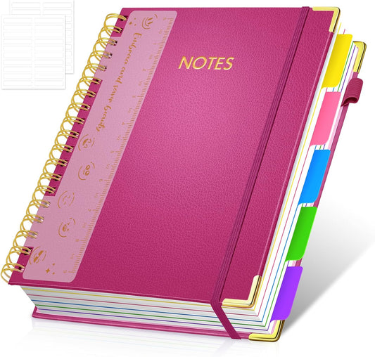 Hardcover Multi Subject Spiral Notebook with Tabs, Large B5 for Work