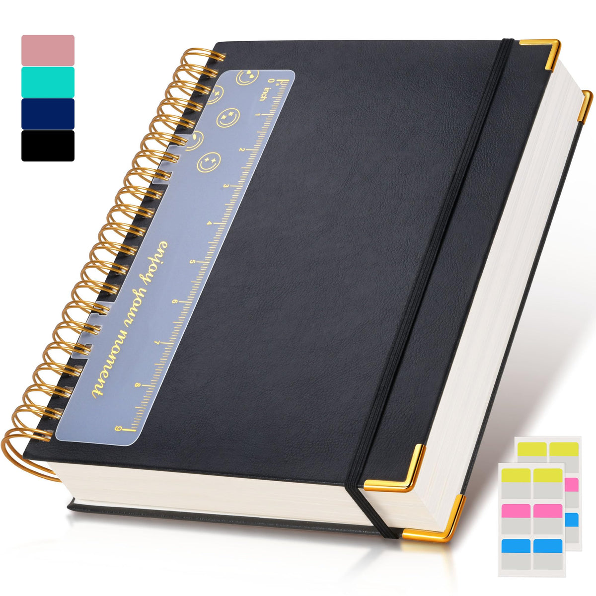 Spiral Notebook Journal 8.5” x 11”, 300 Pages Hardcover Leather Lined Journals for Women Men, A4 Large College Ruled Notebooks with 100 GSM Thick Paper, Spiral Journal for Writing Work School, Purple