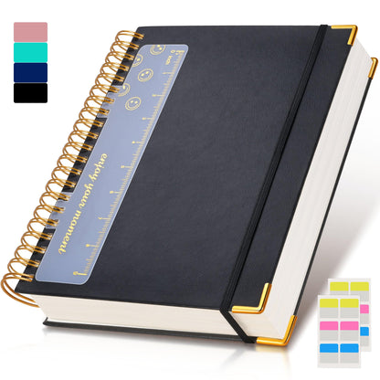 Spiral Notebook Journal 8.5” x 11”, 300 Pages Hardcover Leather Lined Journals for Women Men, A4 Large College Ruled Notebooks with 100 GSM Thick Paper, Spiral Journal for Writing Work School, Purple
