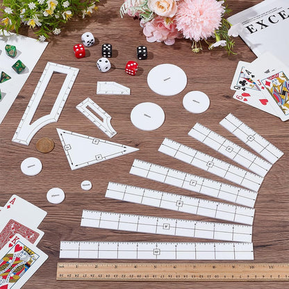 BENECREAT 17PCS Objective Point Markers, Acrylic Ruler Objective Makers Set, Round Objective Marker Gaming Accessory, War Games Measuring Ruler for Tabletop Wargames Templates Set (White)