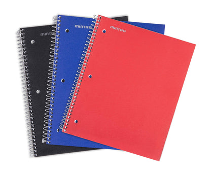Mintra Office Durable Spiral Notebooks, 1 Subject, (Spring Pink, Sun Yellow, Arctic Ice, College Ruled 3pk)
