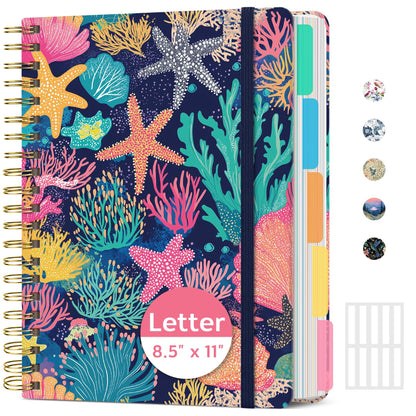 Taja Spiral Notebooks for Work 5 Subject Notebook with Removable Dividers