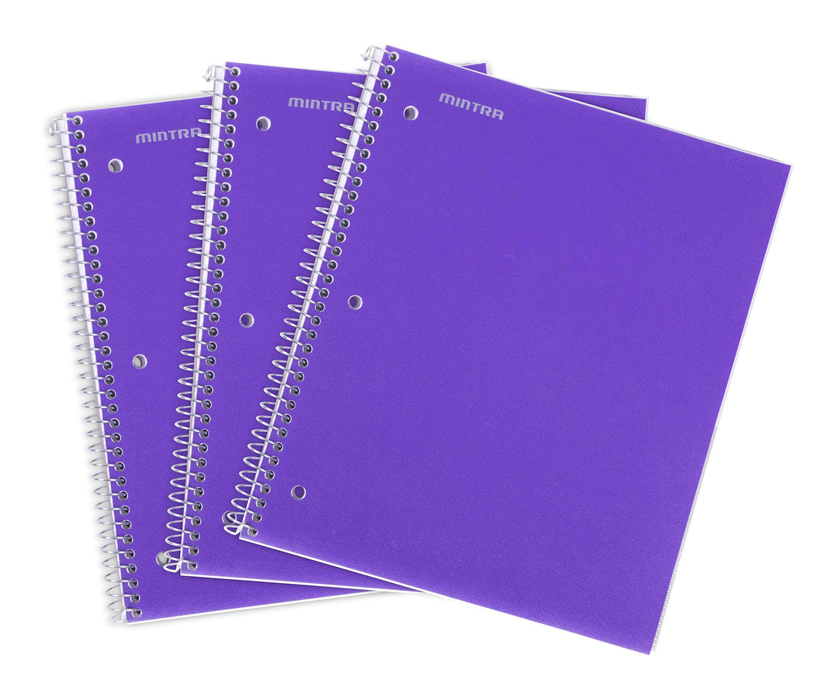 Mintra Office Durable Spiral Notebooks, 1 Subject, (Spring Pink, Sun Yellow, Arctic Ice, College Ruled 3pk)