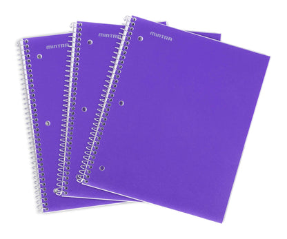 Mintra Office Durable Spiral Notebooks, 1 Subject, (Spring Pink, Sun Yellow, Arctic Ice, College Ruled 3pk)