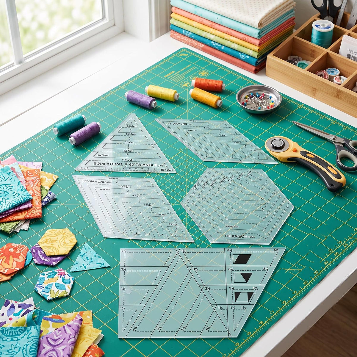 Plastic Quilting Ruler Set 5Pcs, Transparent Templates