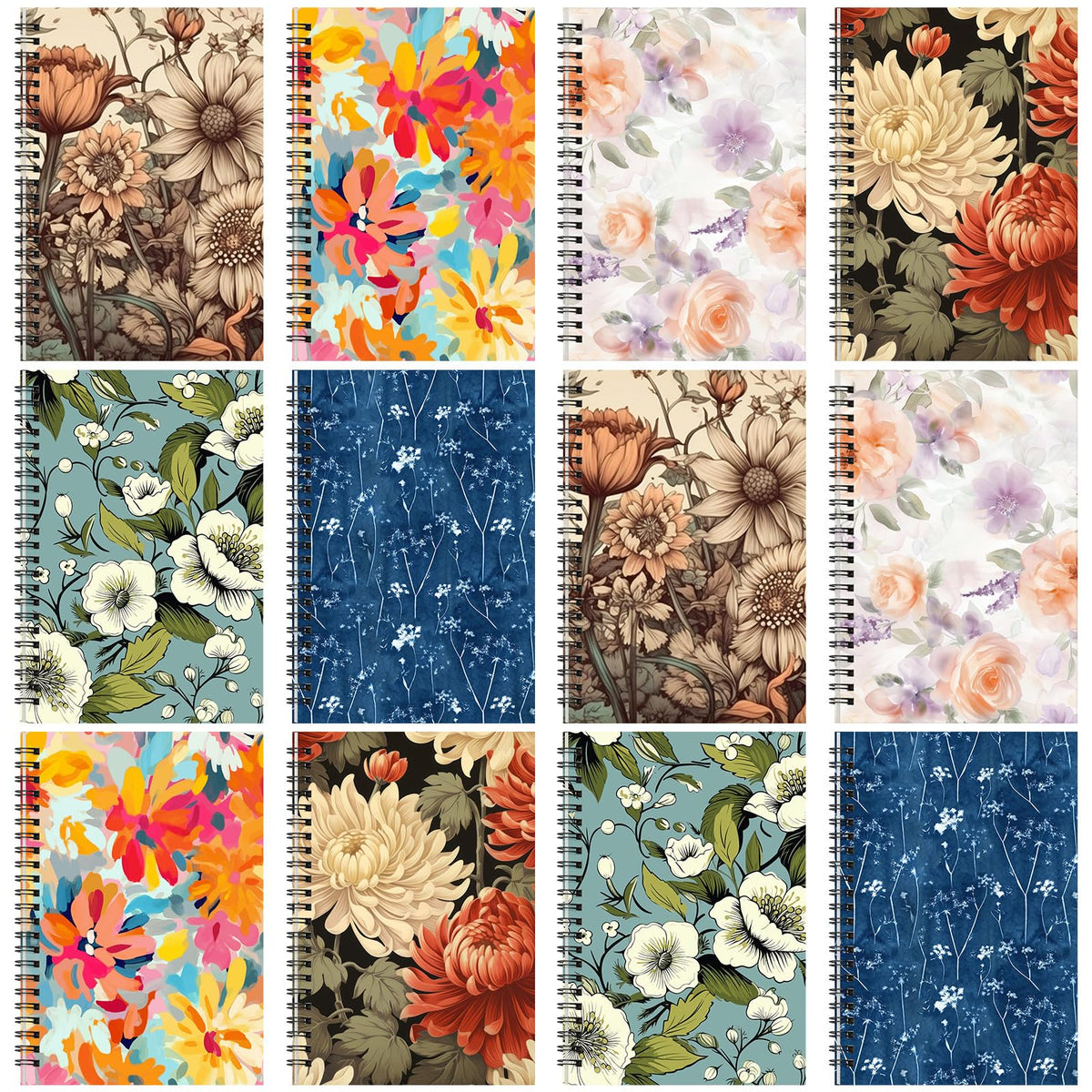 Fuutreo 12 Pcs Spiral Notebook for Work, 8.3 x 5.7 Candy Color, Classic