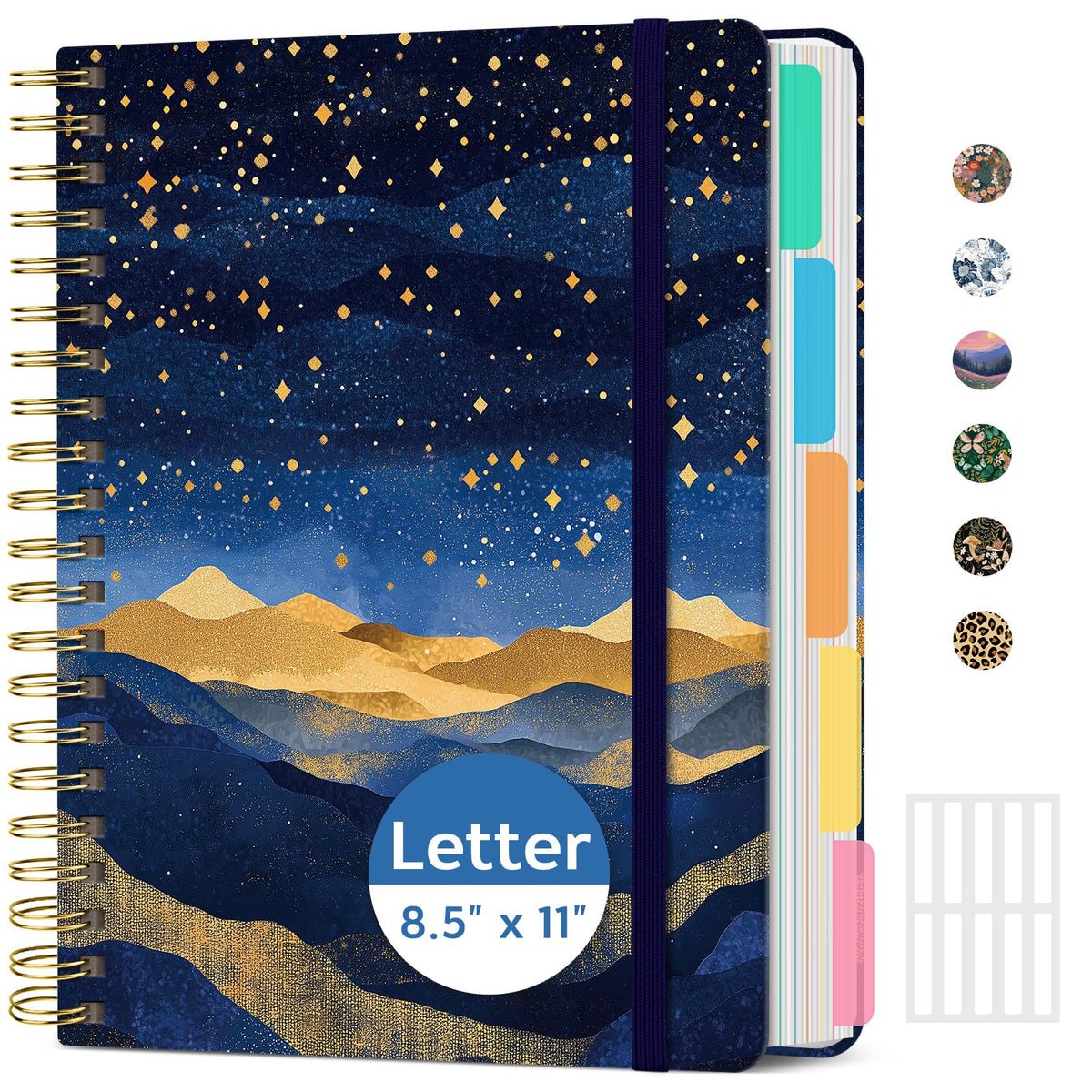 Taja Cute Large Spiral Lined Notebook for Work with 5 Removable Dividers
