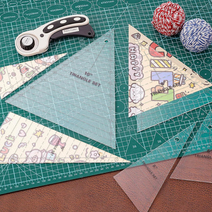 Kigley 3 Set Tall Triangle Rulers for Quilting 6 8 10 Inch Wedge Triangle & Wing Quilting Rulers and Templates Acrylic Quilt Templates for Sewing Layer Cake Patchwork Cutting Pattern DIY Craft
