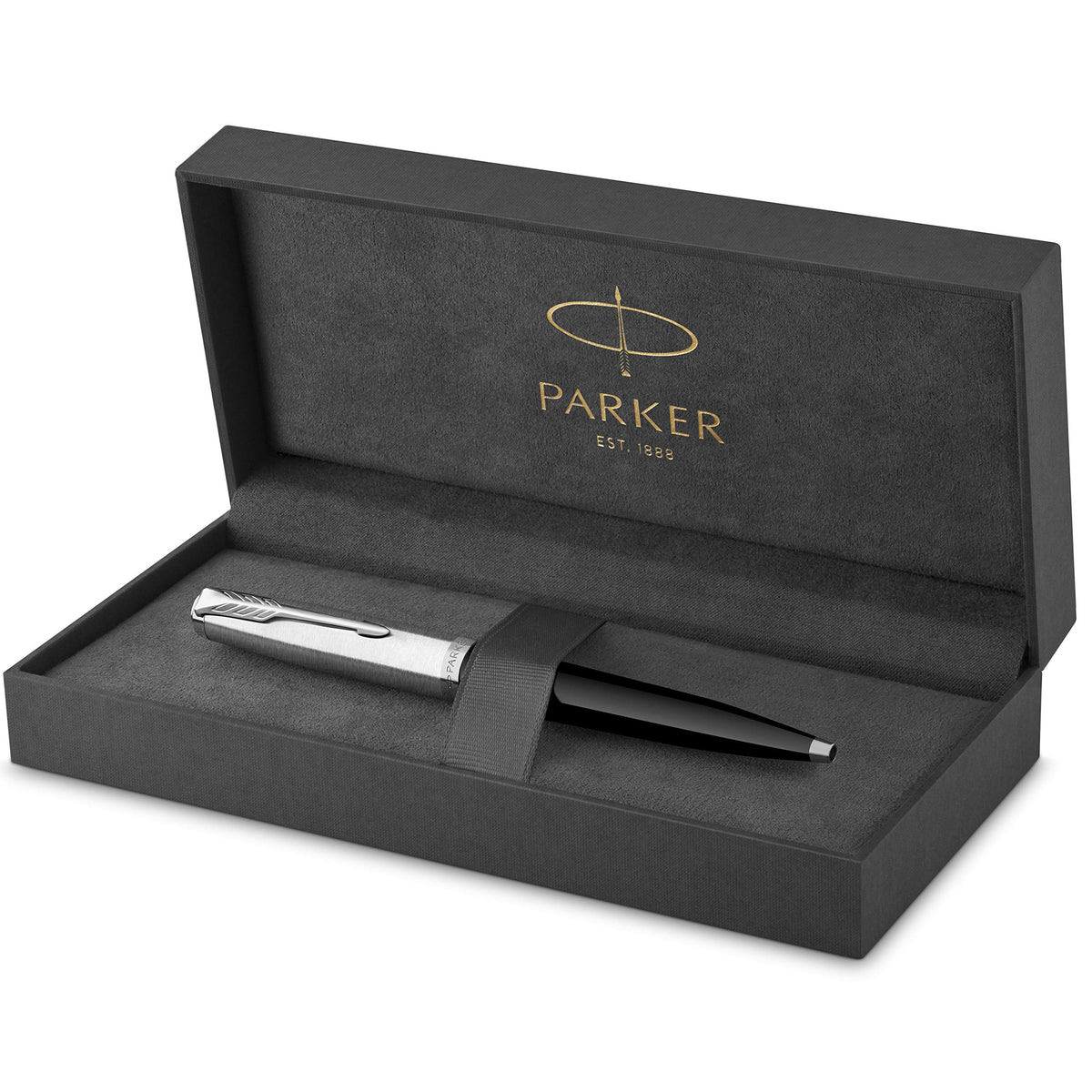 Parker 51 Fountain Pen, Midnight Blue Barrel, Chrome Trim, Fine Nib, Black Ink Cartridge, Gift Box