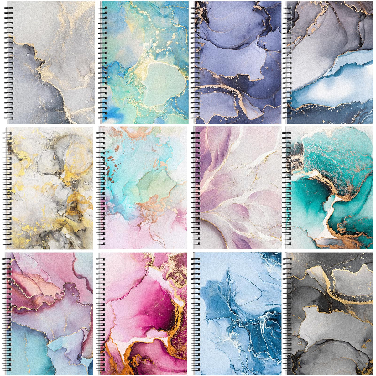 Fuutreo 12 Pcs Spiral Notebook for Work, 8.3 x 5.7 Candy Color, Classic