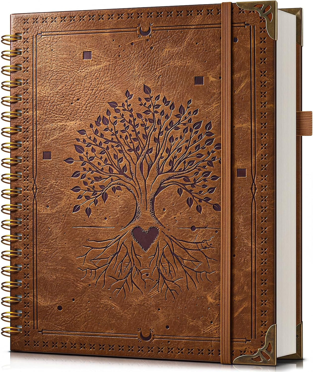 dilitego Leather Spiral Notebook Journal 8.5 x 11, Large A4 Hardcover Spiral Notebooks College Ruled, 100 GSM Thick Journals for Writing, 200 Pages Lined Vintage Journal for Women Men, Brown