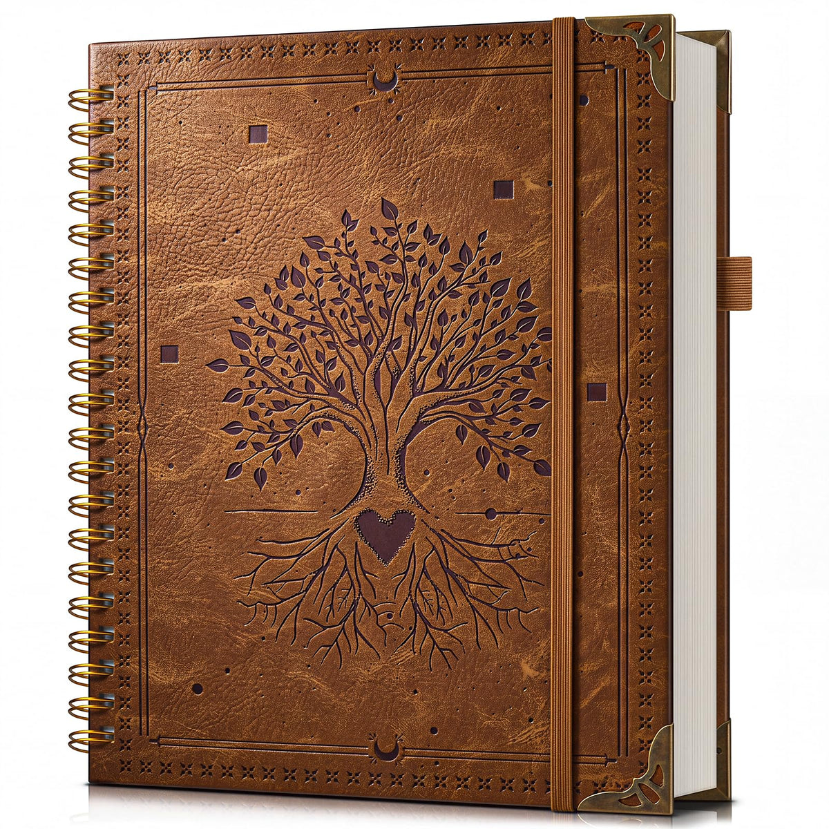 dilitego Leather Spiral Notebook Journal 8.5 x 11, Large A4 Hardcover Spiral Notebooks College Ruled, 100 GSM Thick Journals for Writing, 200 Pages Lined Vintage Journal for Women Men, Brown