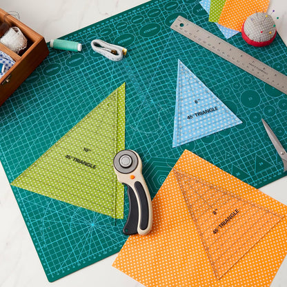 Kigley 3 Pcs 45 Degree Triangle Ruler for Quilting Acrylic Template Rulers Quilting Sewing Layer Cake Patchwork Supplies for Cutting Pattern DIY Craft(Clear, 6, 8, 10 Inch)