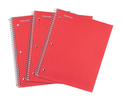 Mintra Office Durable Spiral Notebooks, 1 Subject, (Spring Pink, Sun Yellow, Arctic Ice, College Ruled 3pk)