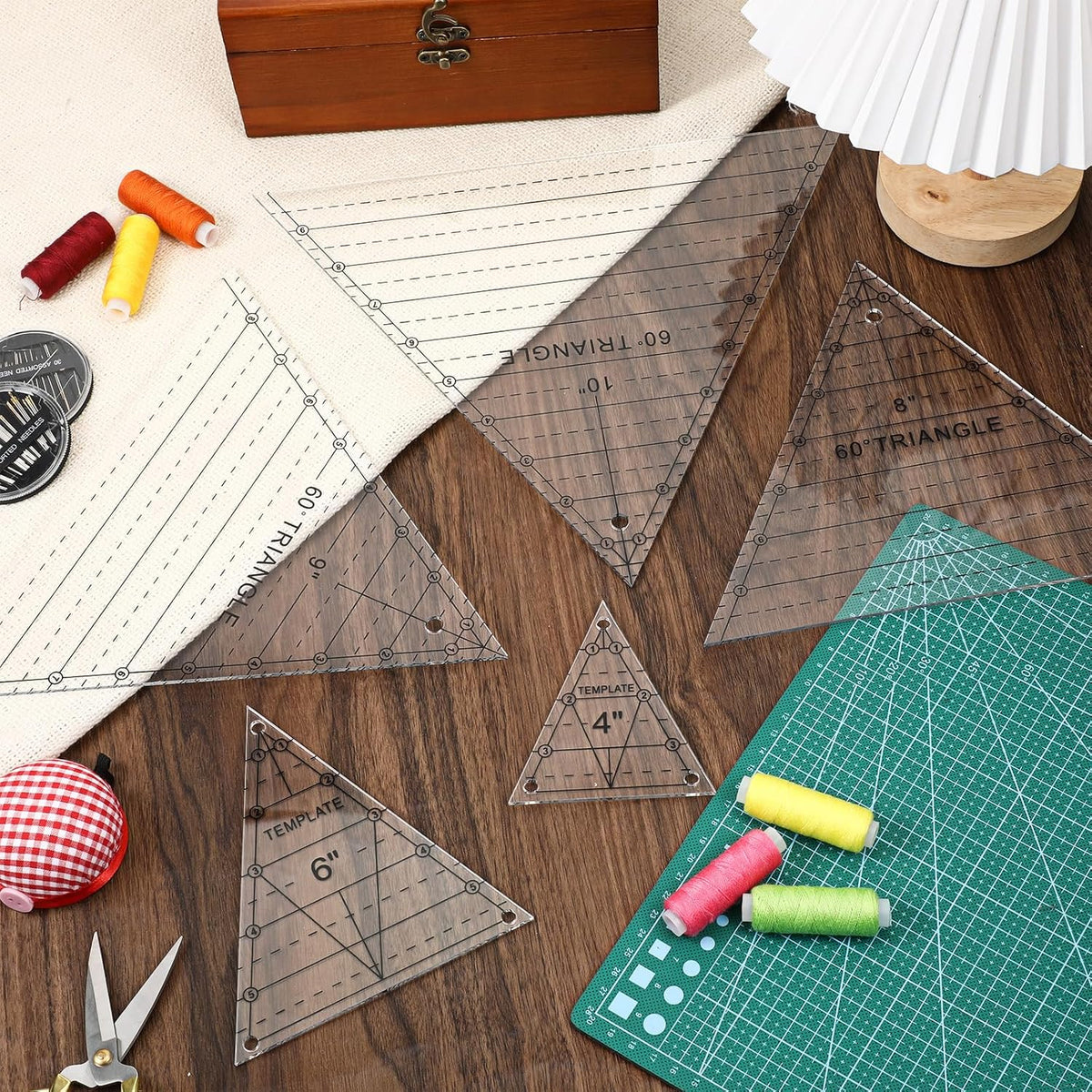 5 Pack Triangle Ruler for Quilting, 3 Pcs 60 Degree and 2 Pcs Isosceles Ruler