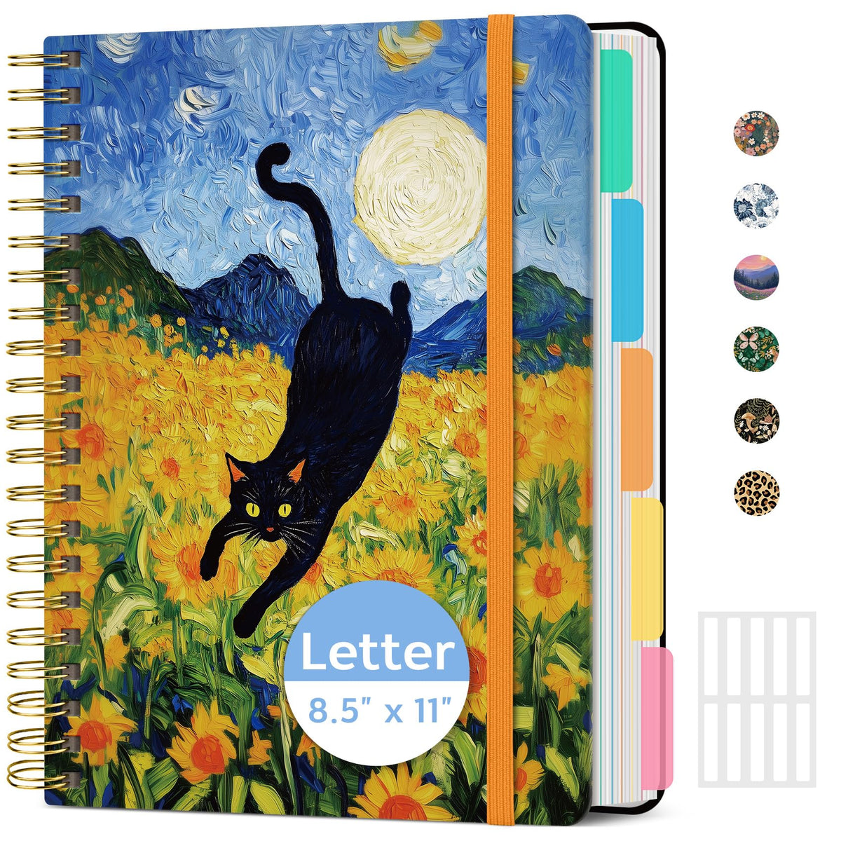Taja Cute Large Spiral Lined Notebook for Work with 5 Removable Dividers