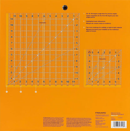 Fiskars 2-Piece Square Sewing Ruler Set, 6.5" x 6.5" and 12.5" x 12.5"